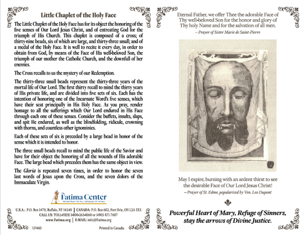 How to Pray the Holy Face Chaplet leaflet – pdf download